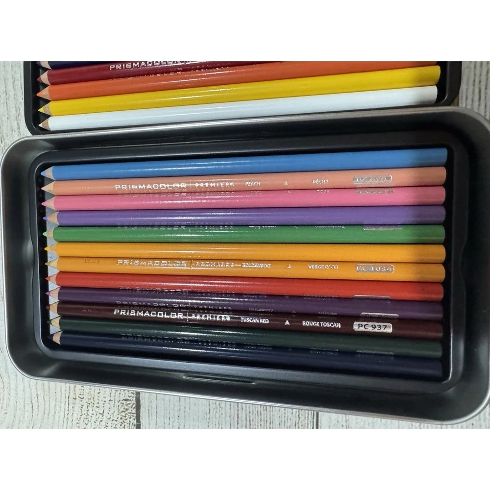 Prismacolor 24 Colored Pencils Open Tin Smooth Color Unused Tub18
